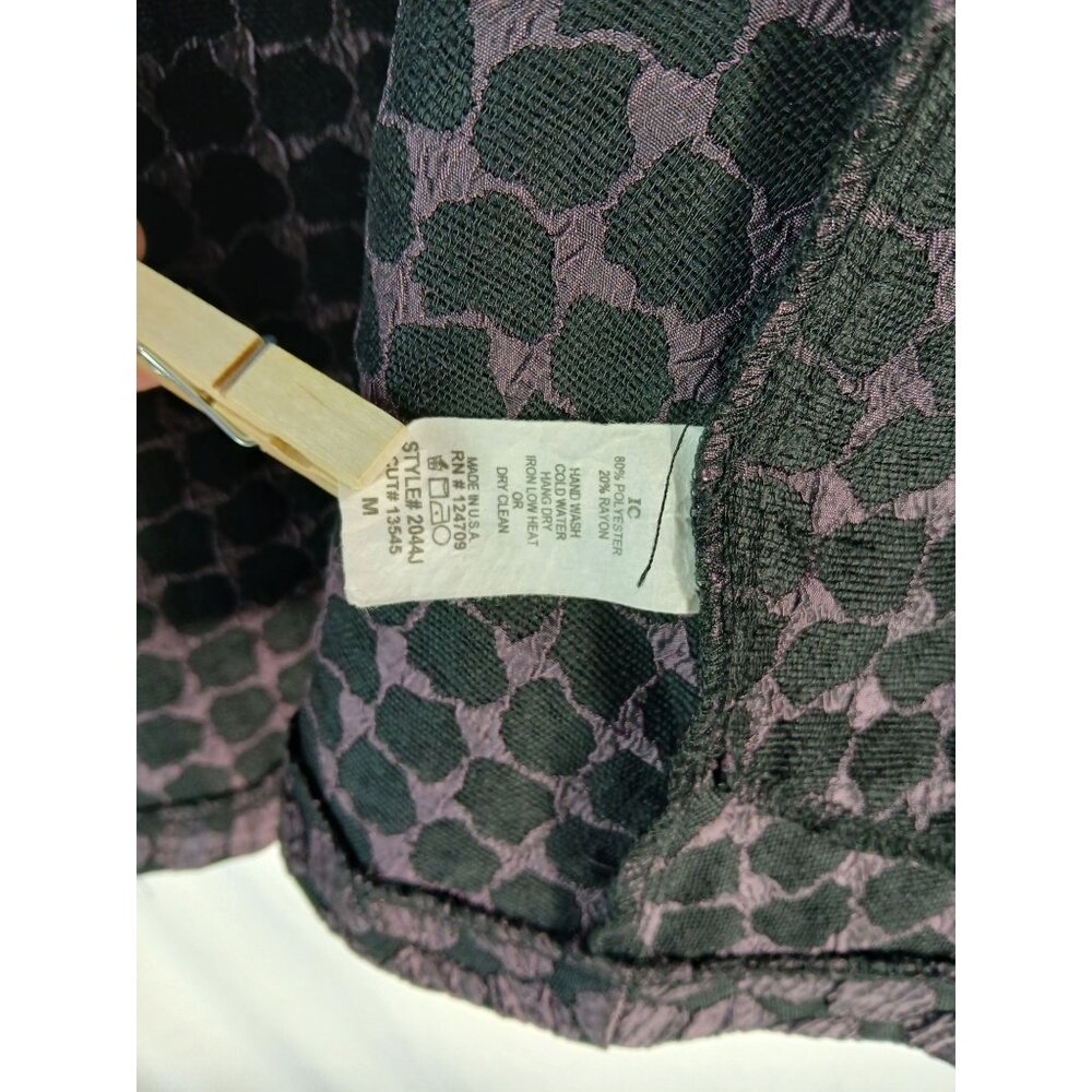 IC by Connie K Purple Black Op Art Swing Lux Jacket Size M Metal Buckle Trim - Picture 15 of 16